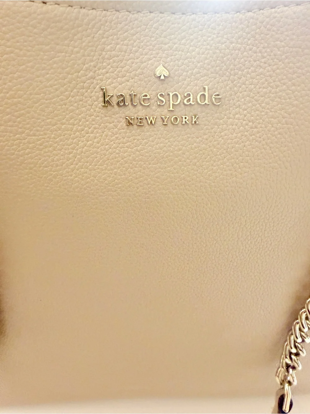 kate spade Taupe Pebbled Leather Chain-Handle Tote
